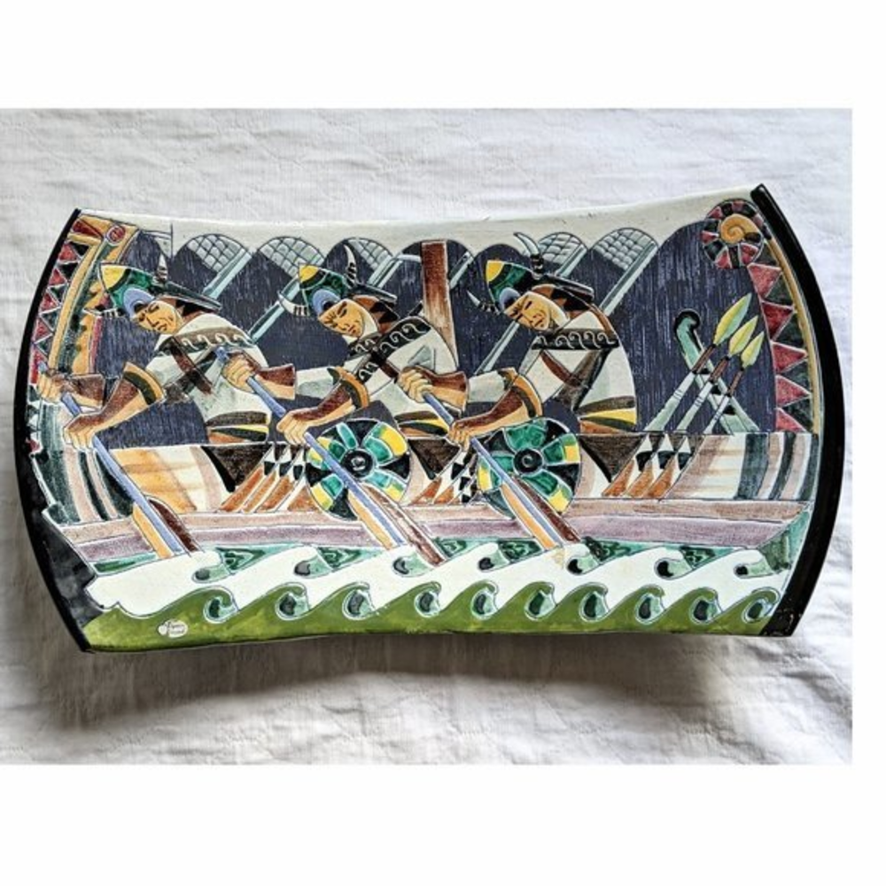 Vintage‎ Ceramic Handmade Viking Decorative Tray 1050's Tilgman's Keramik
